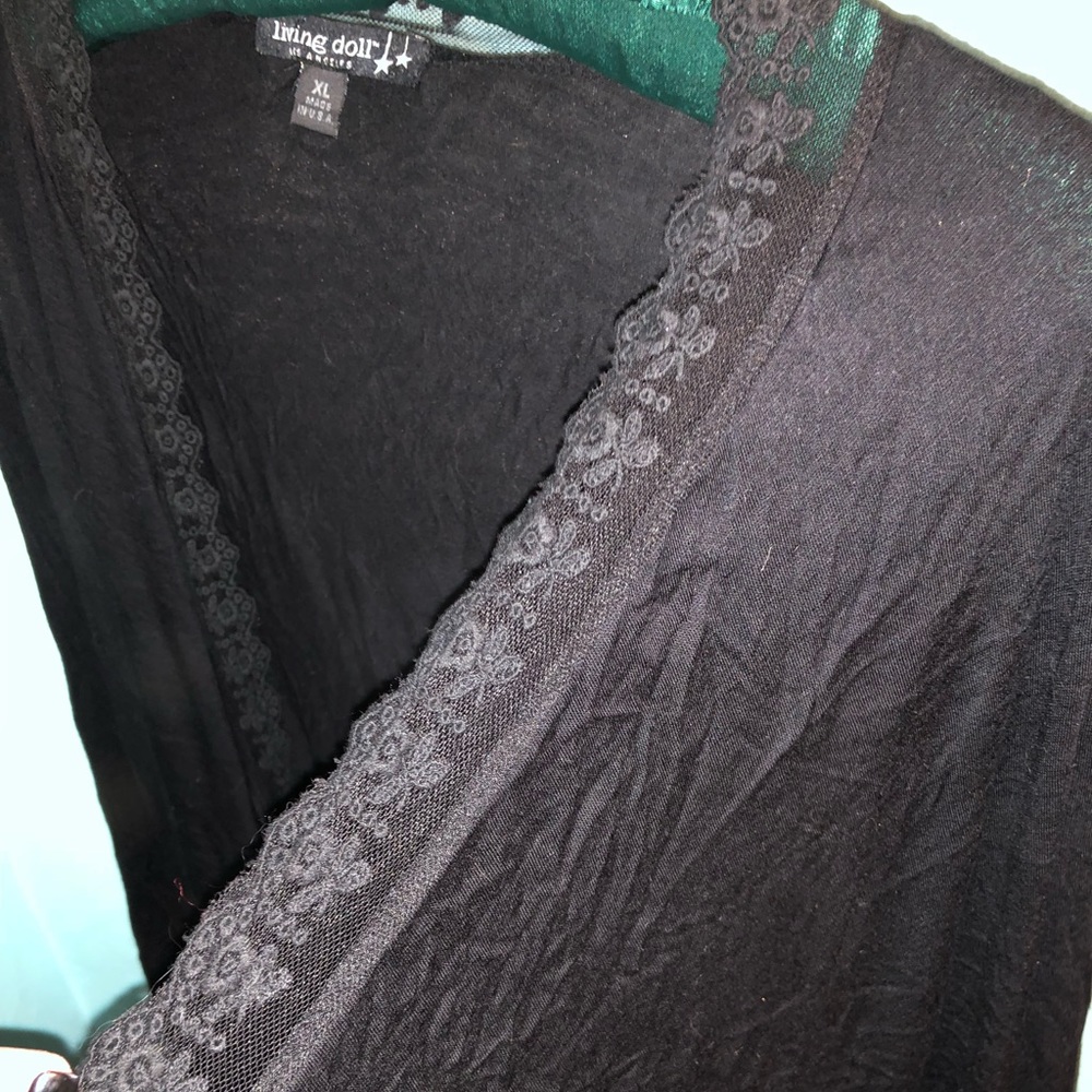 Black Lace Trim Cardigan